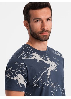 Bawełniany t-shirt męski w esy-floresy – granatowy V1 OM-TSFP-0184 ze sklepu ombre w kategorii T-shirty męskie - zdjęcie 173831395