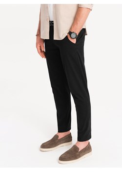 Spodnie męskie chino z ozdobną taśmą w pasie – czarne V1 OM-PACP-0118 ze sklepu ombre w kategorii Spodnie męskie - zdjęcie 173831415