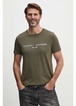 Tommy Hilfiger t-shirt bawełniany męski kolor zielony z aplikacją ze sklepu ANSWEAR.com w kategorii T-shirty męskie - zdjęcie 173831875