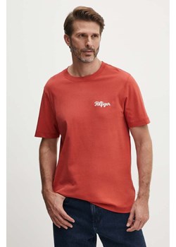 Tommy Hilfiger t-shirt bawełniany męski kolor pomarańczowy z aplikacją MW0MW35462 ze sklepu ANSWEAR.com w kategorii T-shirty męskie - zdjęcie 173832388