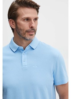 Armani Exchange polo bawełniane kolor niebieski gładki 3DZFAB ZJXUZ ze sklepu ANSWEAR.com w kategorii T-shirty męskie - zdjęcie 173832577