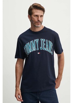 Tommy Jeans t-shirt bawełniany męski kolor granatowy z nadrukiem DM0DM18558 ze sklepu ANSWEAR.com w kategorii T-shirty męskie - zdjęcie 173832666