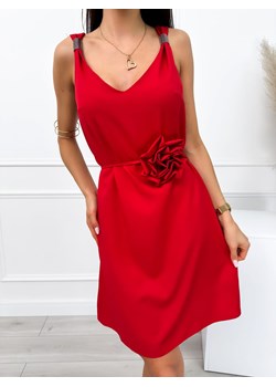 Czerwona Sukienka z Ozdobnym Chokerem ze sklepu ModnaKiecka.pl w kategorii Sukienki - zdjęcie 173832708