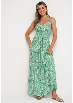 Zielona Sukienka Bawełniana na Regulowanych Ramiączkach Risamasi ze sklepu Born2be Odzież w kategorii Sukienki - zdjęcie 173832917