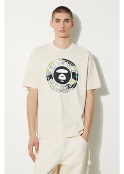 AAPE t-shirt bawełniany Basic Tee męski kolor beżowy z nadrukiem AAPTEM1444XXM ze sklepu PRM w kategorii T-shirty męskie - zdjęcie 173833137