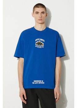 AAPE t-shirt bawełniany Basic Tee męski kolor granatowy z nadrukiem AAPTEM1493XXM ze sklepu PRM w kategorii T-shirty męskie - zdjęcie 173833165