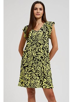 Wzorzysta sukienka z roślinnym wzorem L-SU-4351, Kolor czarno-żółty, Rozmiar S, Moodo ze sklepu Primodo w kategorii Sukienki - zdjęcie 173834868