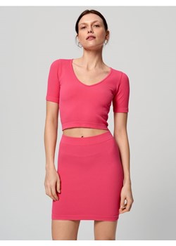 Sinsay - Spódnica mini prążkowana - różowy ze sklepu Sinsay w kategorii Spódnice - zdjęcie 173836676