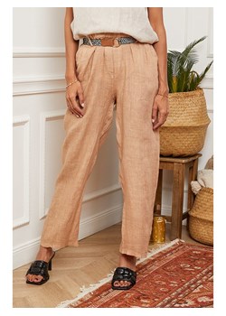 La Compagnie Du Lin Lniane spodnie &quot;Loryanna&quot; w kolorze karmelowym ze sklepu Limango Polska w kategorii Spodnie damskie - zdjęcie 173837236