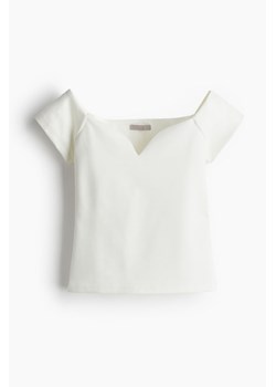 H & M - Krótki top z odkrytymi ramionami - Biały ze sklepu H&M w kategorii Bluzki damskie - zdjęcie 173837537