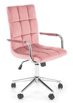 Różowy welurowy fotel obrotowy - Amber 4X ze sklepu Edinos.pl w kategorii Fotele dziecięce - zdjęcie 173837649