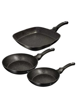 3 sztuki czarnych aluminiowych patelni G0-C29 ze sklepu Edinos.pl w kategorii Naczynia - zdjęcie 173837899