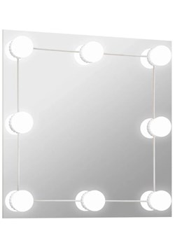 Kwadratowe srebrne lustro wiszące LED 40x40 cm - Ollos 3X ze sklepu Edinos.pl w kategorii Kolczyki - zdjęcie 173837945