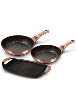 Komplet 3 złotych aluminiowych patelni A4-C92 ze sklepu Edinos.pl w kategorii Naczynia - zdjęcie 173838038