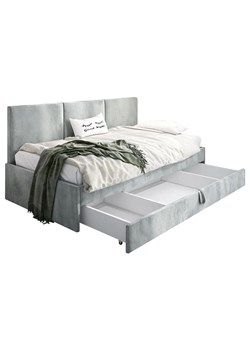 Popielata sofa z szufladą na pościel Huzox 6X - 4 rozmiary ze sklepu Edinos.pl w kategorii Łóżka i materace - zdjęcie 173838279