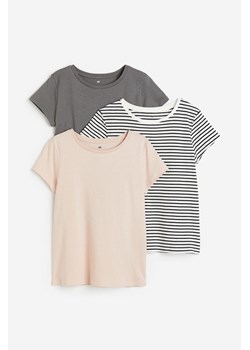 H & M - Bawełniany T-shirt 3-pak - Różowy ze sklepu H&M w kategorii Bluzki dziewczęce - zdjęcie 173838627