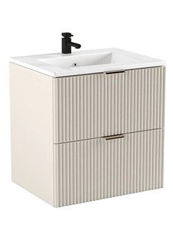 Kaszmirowa szafka ścienna z umywalką i szufladami - Oxel 8X ze sklepu Edinos.pl w kategorii Szafki i regały łazienkowe - zdjęcie 173840117