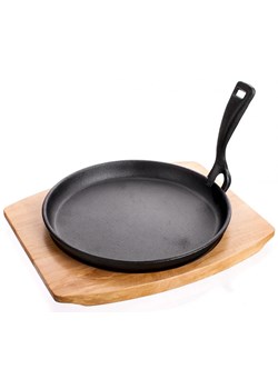 Żeliwna patelnia z odpinaną rączką i drewnianą deską 22cm F8-M39 ze sklepu Edinos.pl w kategorii Naczynia - zdjęcie 173840165