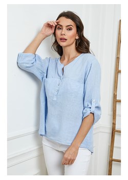 Fleur de Lin Lniana bluzka w kolorze błękitnym ze sklepu Limango Polska w kategorii Bluzki damskie - zdjęcie 173840349