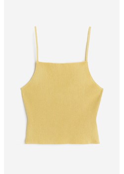 H & M - Dzianinowy top na ramiączkach - Żółty ze sklepu H&M w kategorii Bluzki damskie - zdjęcie 173840526