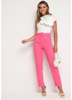 Różowe Spodnie Garniturowe z Paskiem Nemez ze sklepu Born2be Odzież w kategorii Spodnie damskie - zdjęcie 173841909