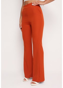 Pomarańczowe  Garniturowe Spodnie z Szerokimi Nogawkami i Gumką w Pasie Leilma ze sklepu Born2be Odzież w kategorii Spodnie damskie - zdjęcie 173842027