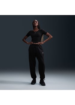 Damskie spodnie dresowe o kroju oversize z wysokim stanem Nike Sportswear Phoenix Fleece - Czerń ze sklepu Nike poland w kategorii Spodnie damskie - zdjęcie 173842065