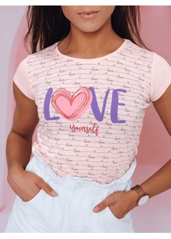 T-shirt damski LOVE YOURSELF różowy Dstreet RY1839 ze sklepu DSTREET.PL w kategorii Bluzki damskie - zdjęcie 173843339