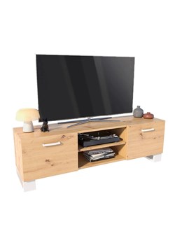 Skandynawska szafka RTV pod telewizor dąb artisan + biały- Awerte 3X ze sklepu Edinos.pl w kategorii Szafki RTV - zdjęcie 173843528
