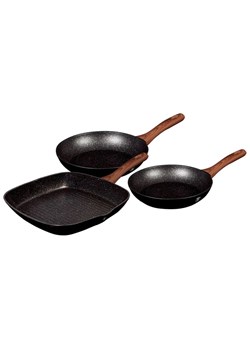 Komplet 3 aluminiowych czarnych patelni L4-E41 ze sklepu Edinos.pl w kategorii Naczynia - zdjęcie 173843758