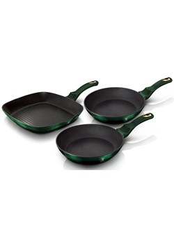 3 zielone patelnie z powłoką granitową D2-P29 ze sklepu Edinos.pl w kategorii Naczynia - zdjęcie 173843768