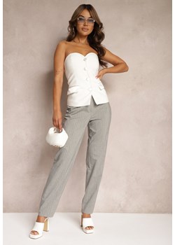 Szare Spodnie w Stylu Garniturowym High Waist Palvia ze sklepu Renee odzież w kategorii Spodnie damskie - zdjęcie 173847629