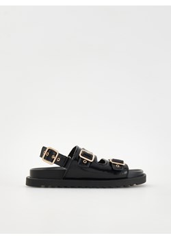 Reserved - Skórzane sandały z klamrami - czarny ze sklepu Reserved w kategorii Sandały damskie - zdjęcie 173848779