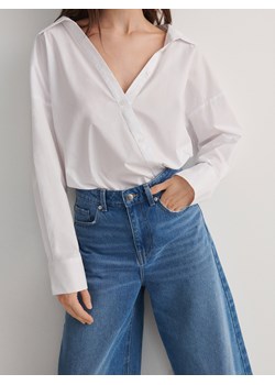 Reserved - Koszula oversize z asymetrycznym zapięciem - złamana biel ze sklepu Reserved w kategorii Bluzki damskie - zdjęcie 173850345