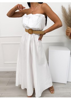 Biała Sukienka Maxi z Paskiem ze sklepu ModnaKiecka.pl w kategorii Sukienki - zdjęcie 173850615