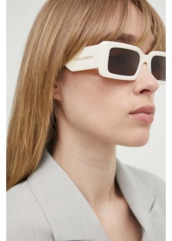Dolce &amp; Gabbana okulary przeciwsłoneczne damskie kolor beżowy ze sklepu ANSWEAR.com w kategorii Okulary przeciwsłoneczne damskie - zdjęcie 173851447