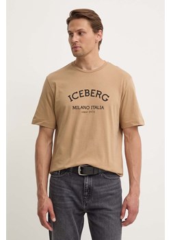 Iceberg t-shirt bawełniany kolor beżowy z nadrukiem ze sklepu ANSWEAR.com w kategorii T-shirty męskie - zdjęcie 173851595