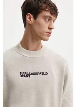 Karl Lagerfeld Jeans sweter bawełniany kolor beżowy  241D2000 ze sklepu ANSWEAR.com w kategorii Swetry męskie - zdjęcie 173851996