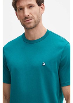 United Colors of Benetton t-shirt bawełniany męski kolor zielony gładki ze sklepu ANSWEAR.com w kategorii T-shirty męskie - zdjęcie 173852287