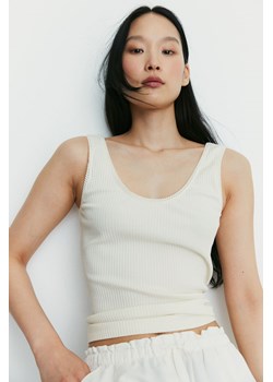 H & M - Prążkowany top bez rękawów - Biały ze sklepu H&M w kategorii Bluzki damskie - zdjęcie 173852487