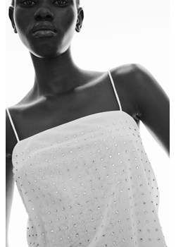 H & M - Top na ramiączkach zdobiony strassem - Biały ze sklepu H&M w kategorii Bluzki damskie - zdjęcie 173852495