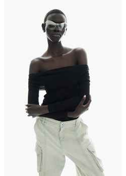 H & M - Prześwitujący top z odkrytymi ramionami - Czarny ze sklepu H&M w kategorii Bluzki damskie - zdjęcie 173852528