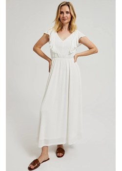 Sukienka midi z falbaną biała L-SU-4347, Kolor biały, Rozmiar XS, Moodo ze sklepu Primodo w kategorii Sukienki - zdjęcie 173853026