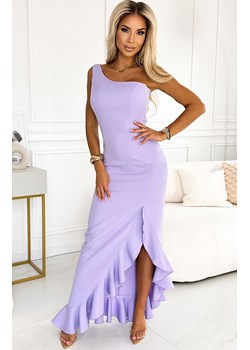 Długa sukienka hiszpanka na jedno ramię wrzosowa 317-5, Kolor wrzosowy, Rozmiar L, Numoco ze sklepu Primodo w kategorii Sukienki - zdjęcie 173853035