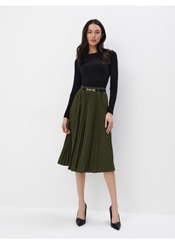 Mohito - Plisowana czarna spódnica midi - khaki ze sklepu Mohito w kategorii Spódnice - zdjęcie 173854718