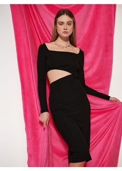 Sinsay - Sukienka midi z wycięciem - czarny ze sklepu Sinsay w kategorii Sukienki - zdjęcie 173855007