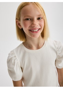 Reserved - Bluzka z bufiastymi rękawami - biały ze sklepu Reserved w kategorii Bluzki dziewczęce - zdjęcie 173855358