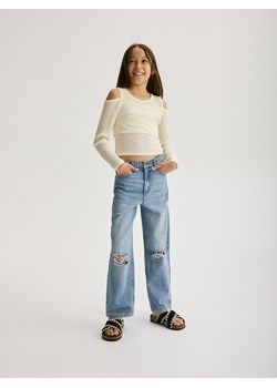Reserved - Bluzka z odkrytymi ramionami - kremowy ze sklepu Reserved w kategorii Bluzki dziewczęce - zdjęcie 173855459