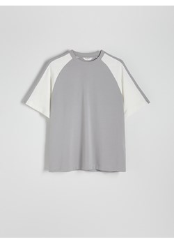 Reserved - T-shirt oversize z raglanowym rękawem - jasnoszary ze sklepu Reserved w kategorii T-shirty męskie - zdjęcie 173856035