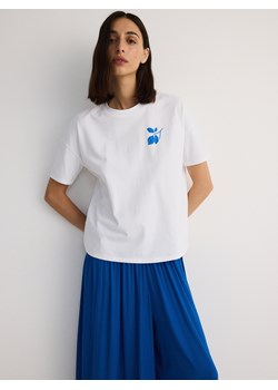 Reserved - T-shirt oversize z nadrukiem - biały ze sklepu Reserved w kategorii Bluzki damskie - zdjęcie 173856085